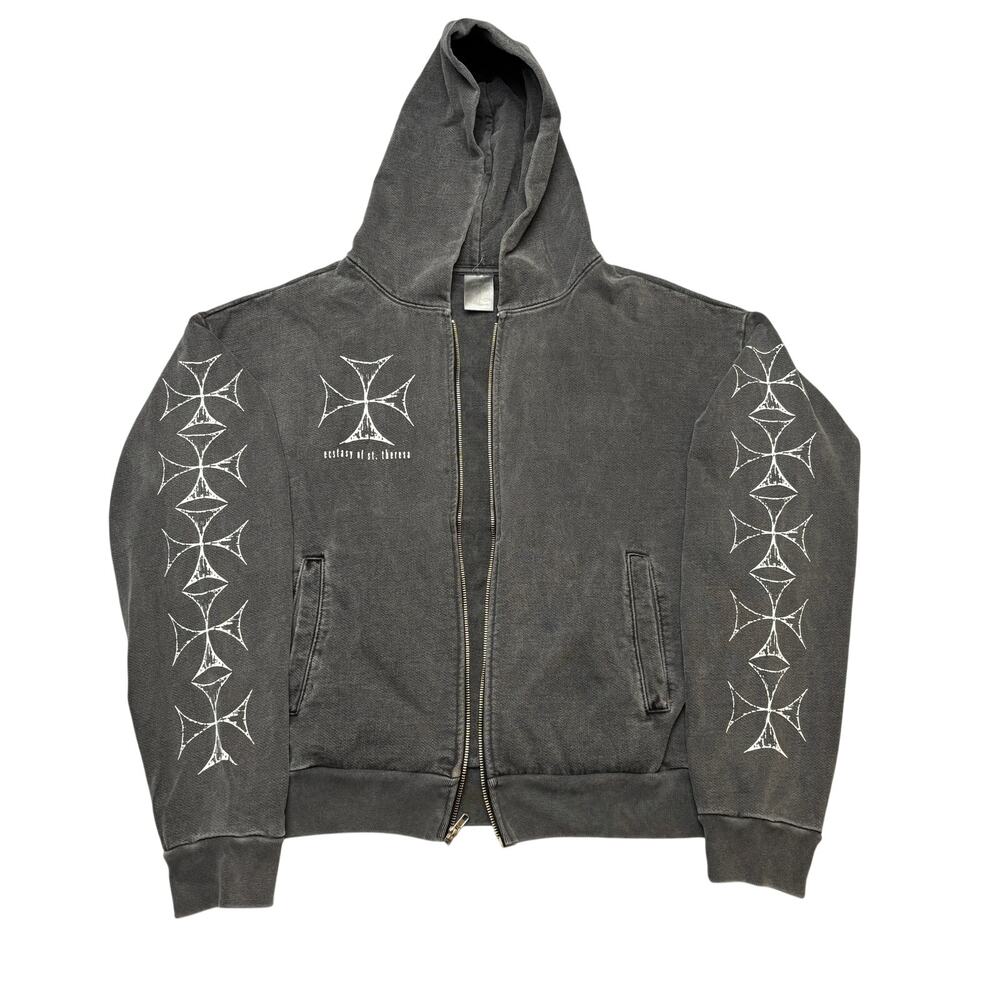 FLAWED Basketcase Gallery Ecstasy Of St Theresa Cross Zip Hoodie Mens Large